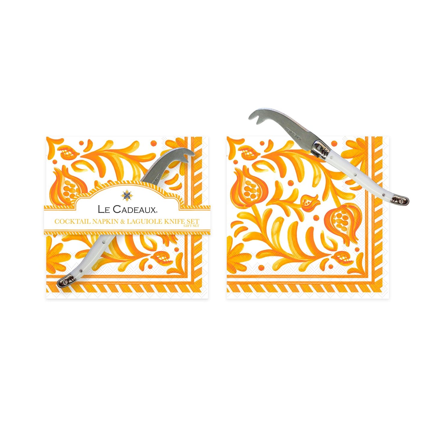 Sicily Orange Cocktail Napkins w/Knife