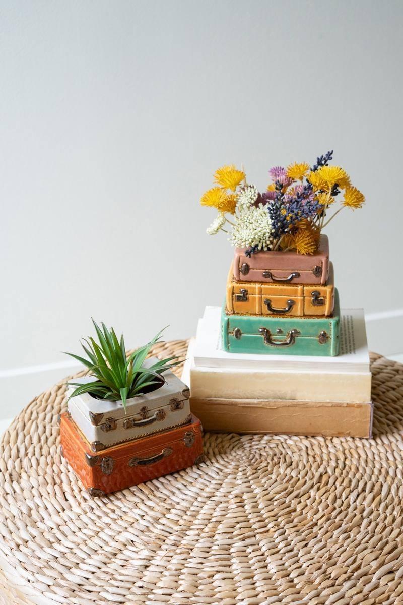 Ceramic Suitcases Planter Small