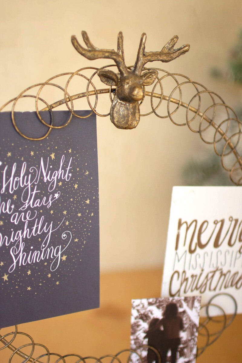 Round Wire Christmas Card Holder on a Stand