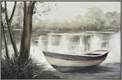 Boat On Shore Handpainted Print