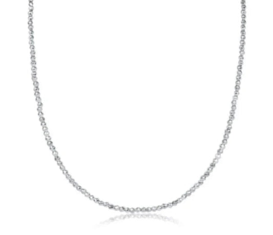 15" Choker Silver Faceted Hematite 2MM Bead Necklace