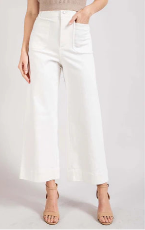 Soft Washed Wide Leg Pants - Off White