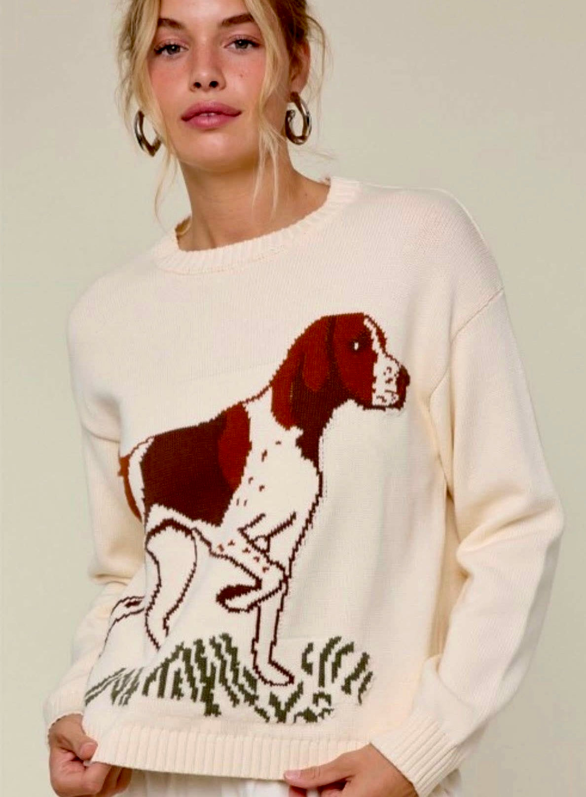 Pointer Knit Sweater Cream