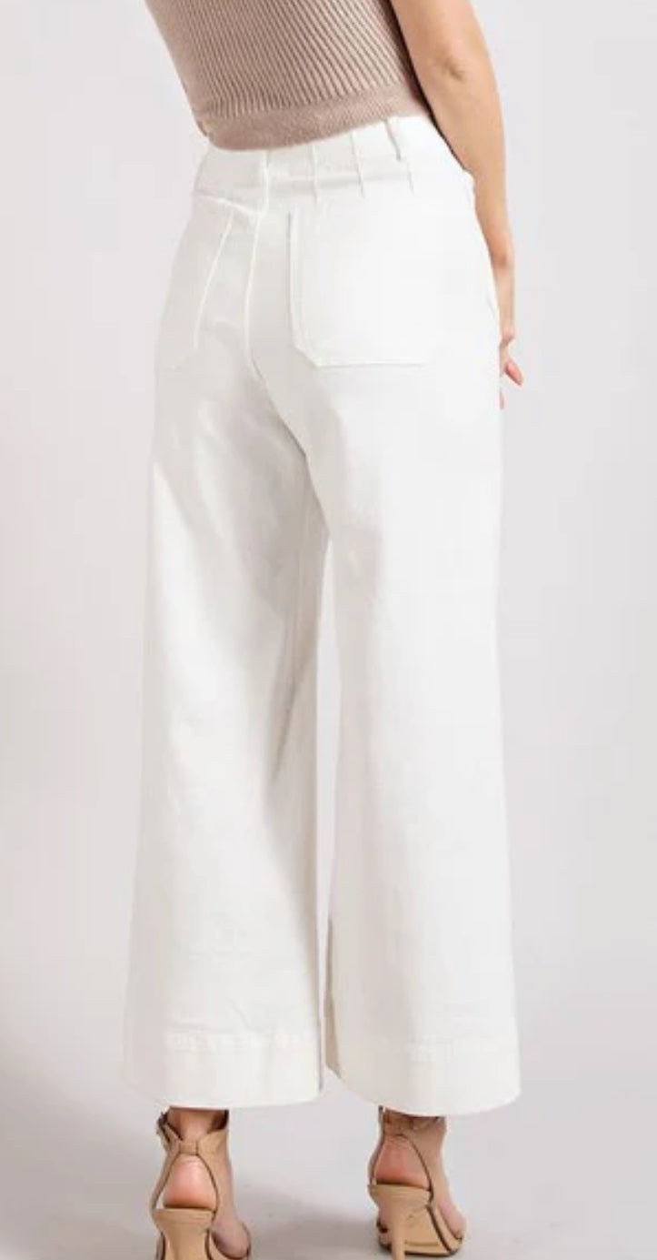 Soft Washed Wide Leg Pants - Off White