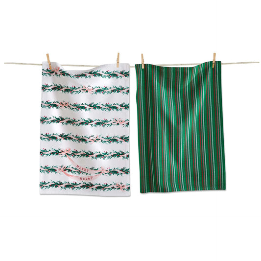 Very Merry Garland Dishtowel Set Of 2