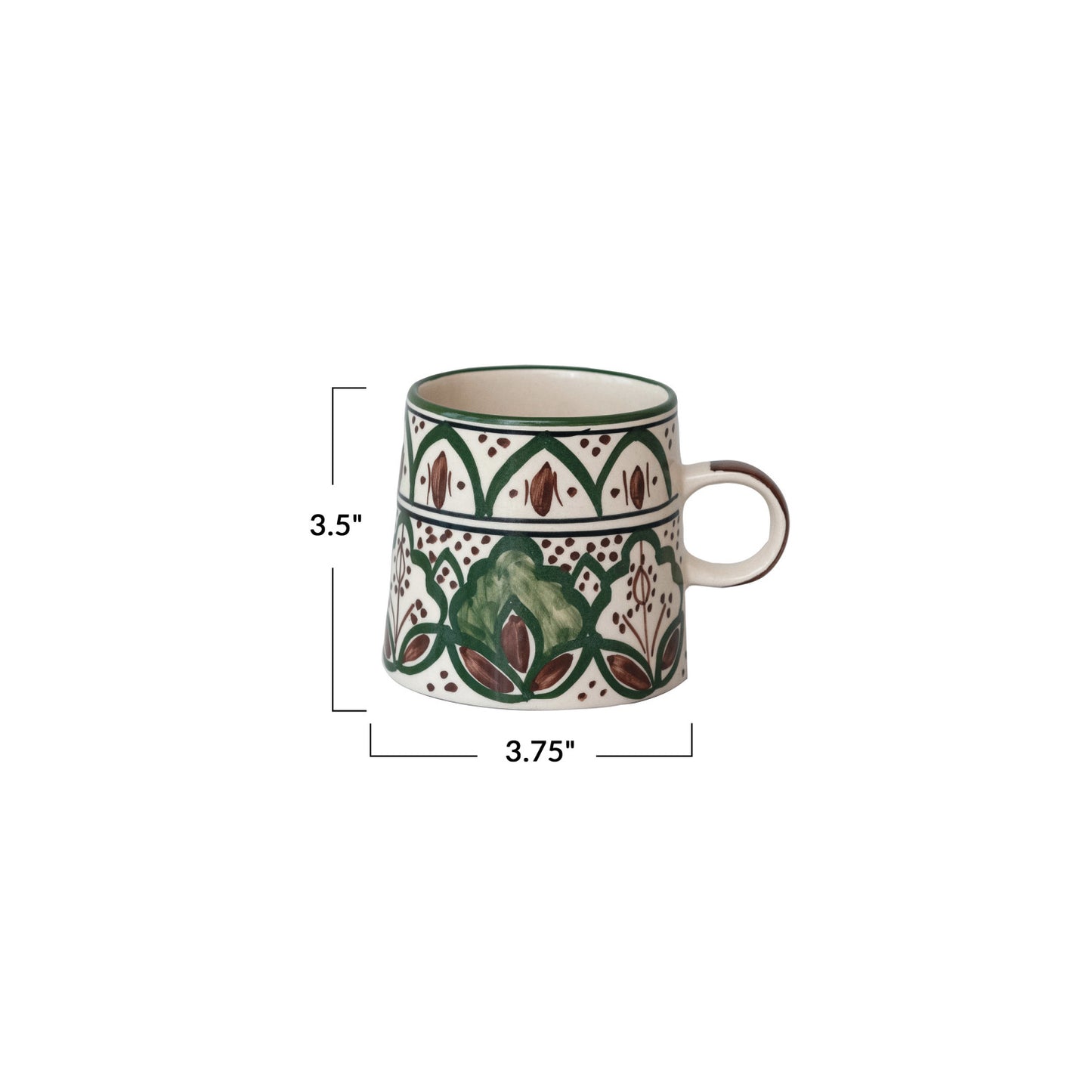 Hand painted green Brown design Mug