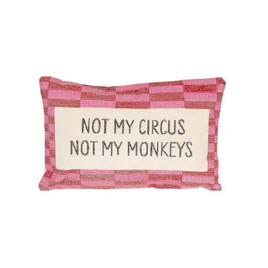 Velvet Embroidered Lumbar Pillow Not My Circus