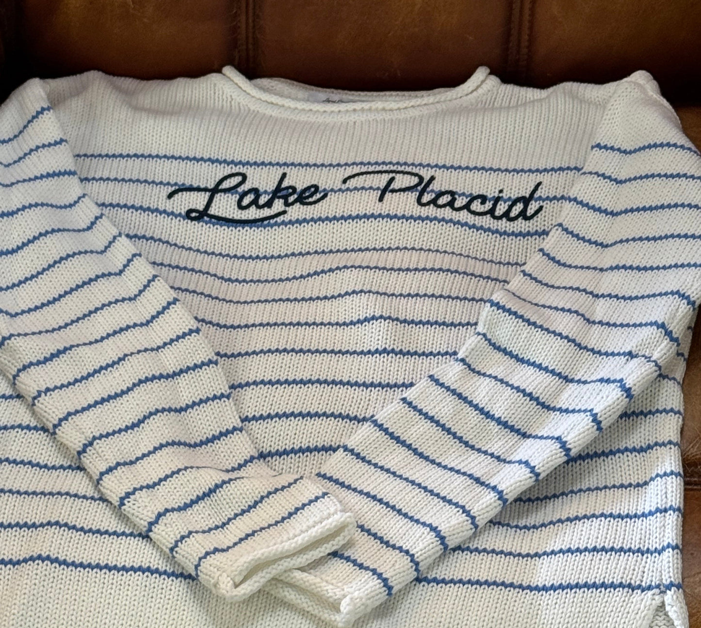 Lake Placid Cotton Poplin Sweater - Blue Stripe