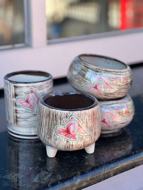 Handmade Footed Caladium Pot