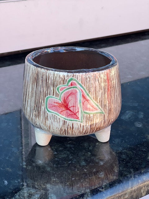 Handmade Footed Caladium Pot
