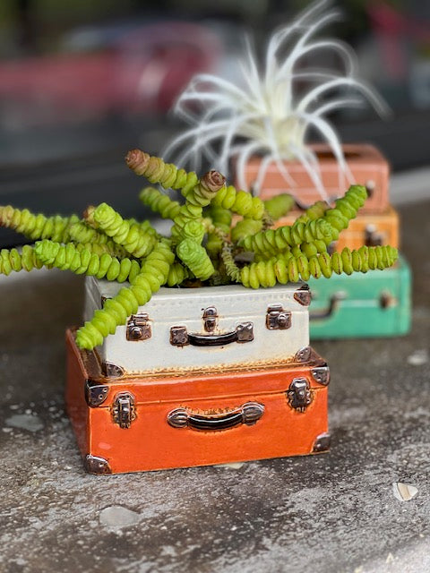 Ceramic Suitcases Planter Small