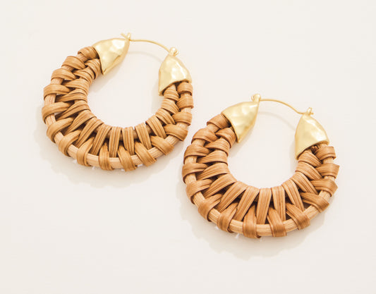 Wicker Hoop Earrings Natural