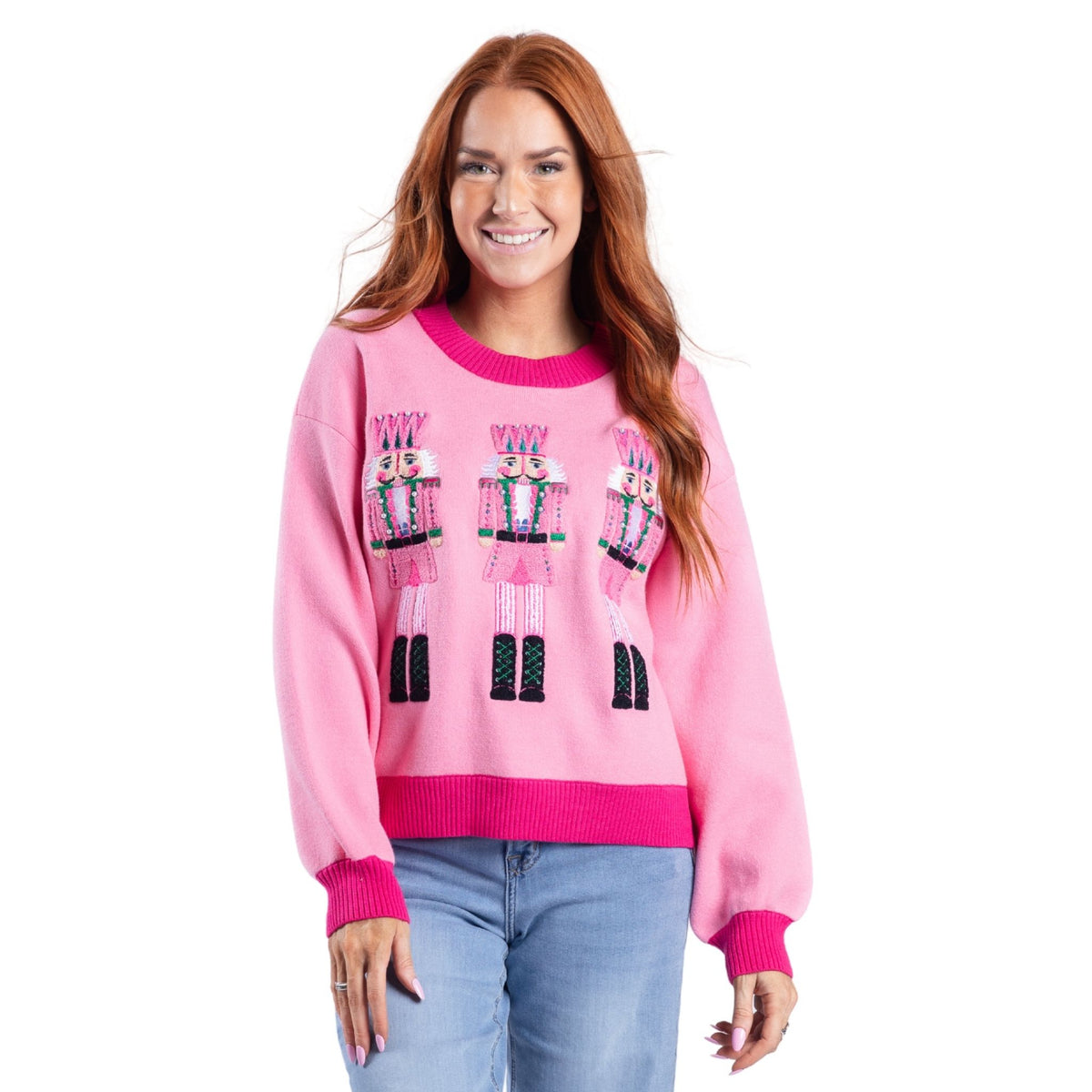 Crackin’ Christmas Pink Crew Neck Sweater