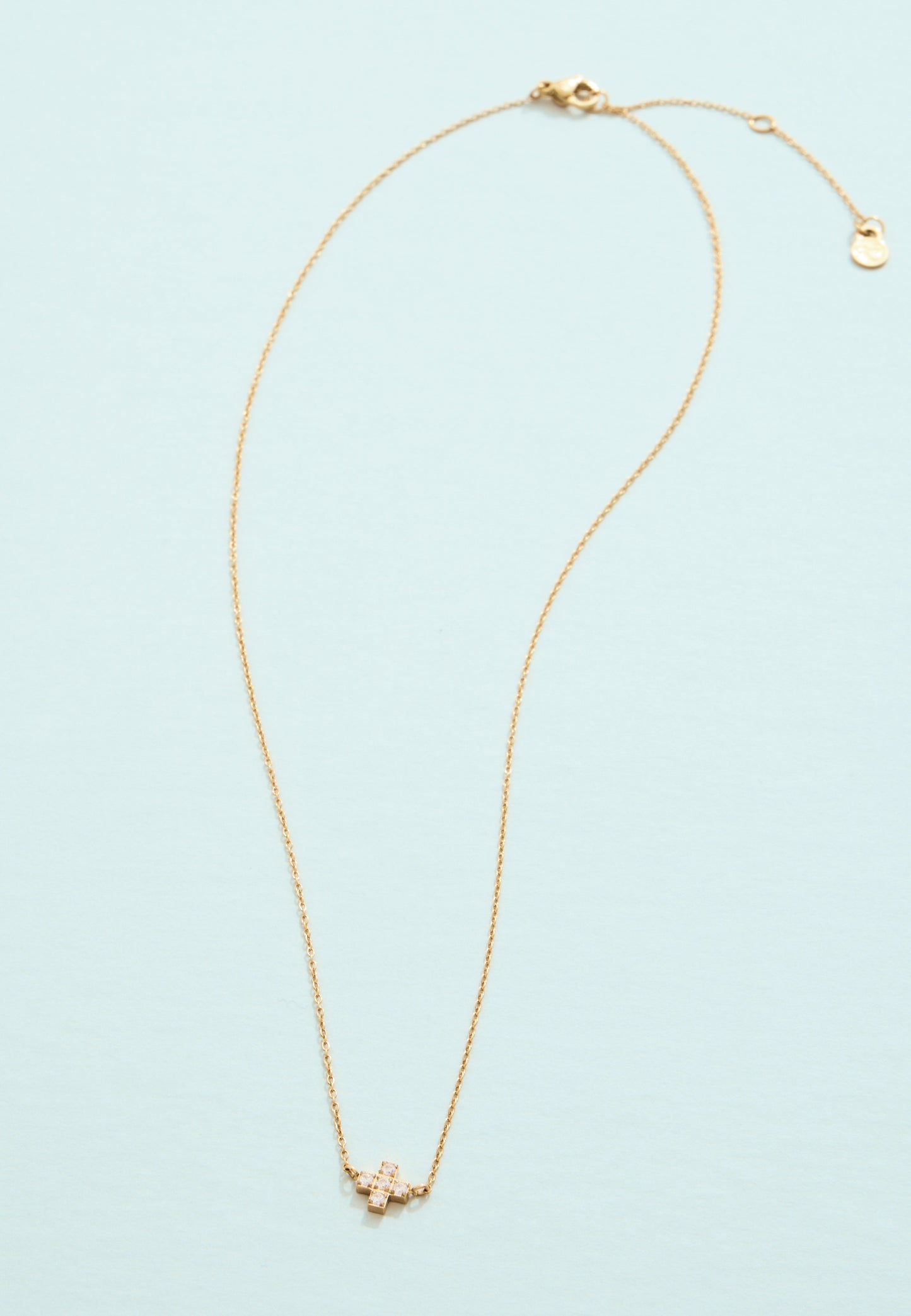 Mini Cross Necklace 16" Crystal