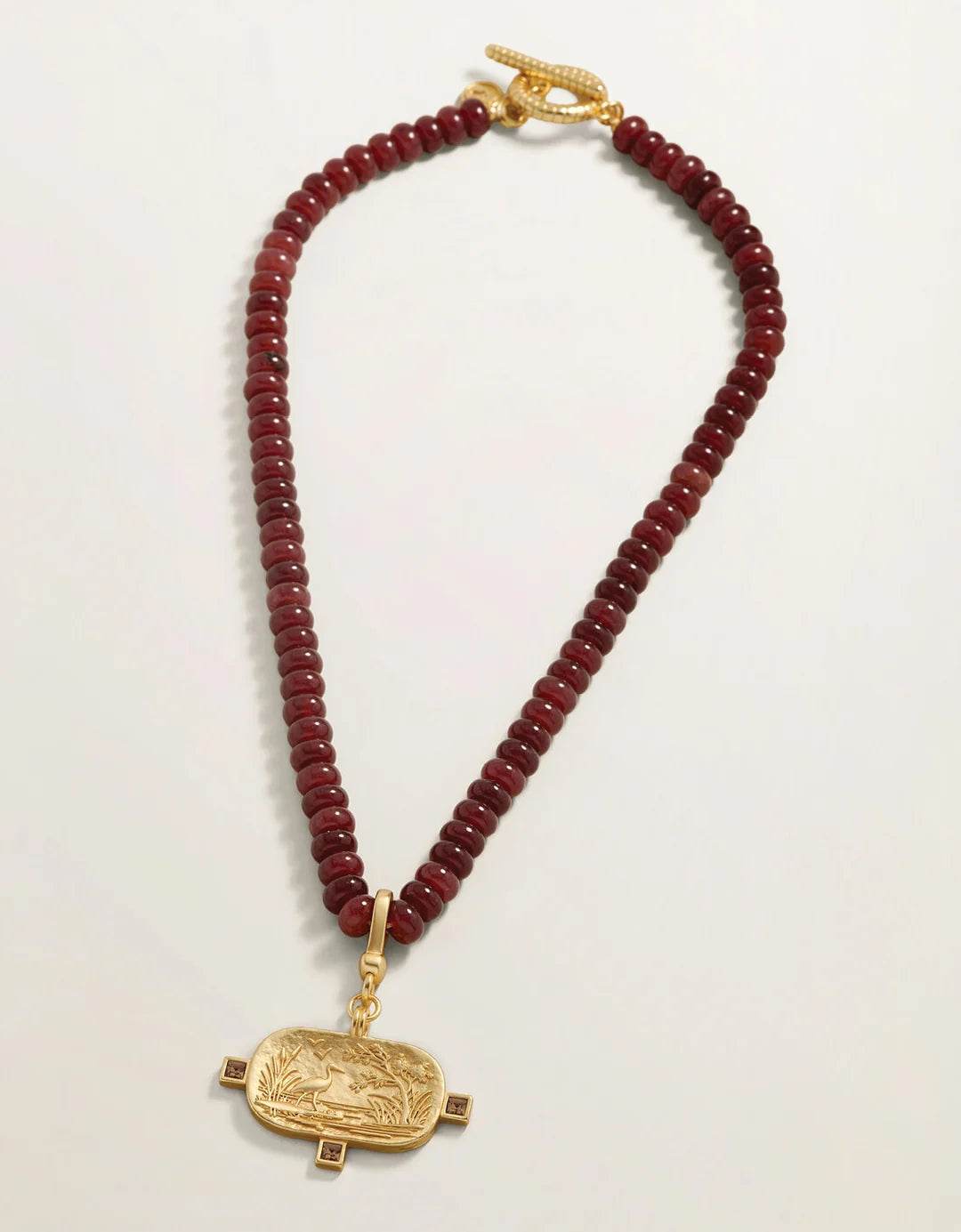 Salt Marsh Beaded Charm Necklace 18" Bordeaux