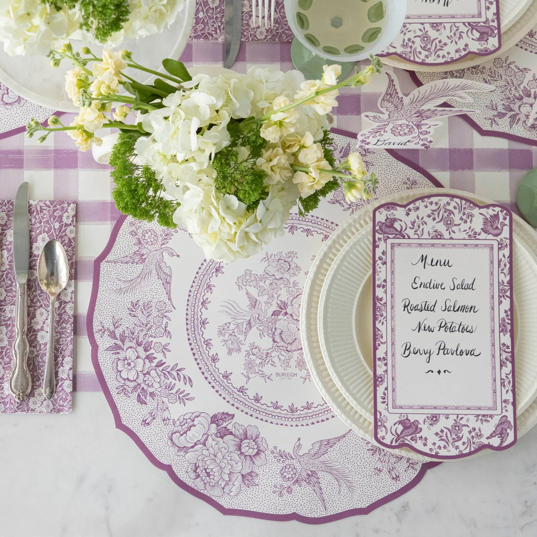 Paper Table Runner-Lilac Painted Check