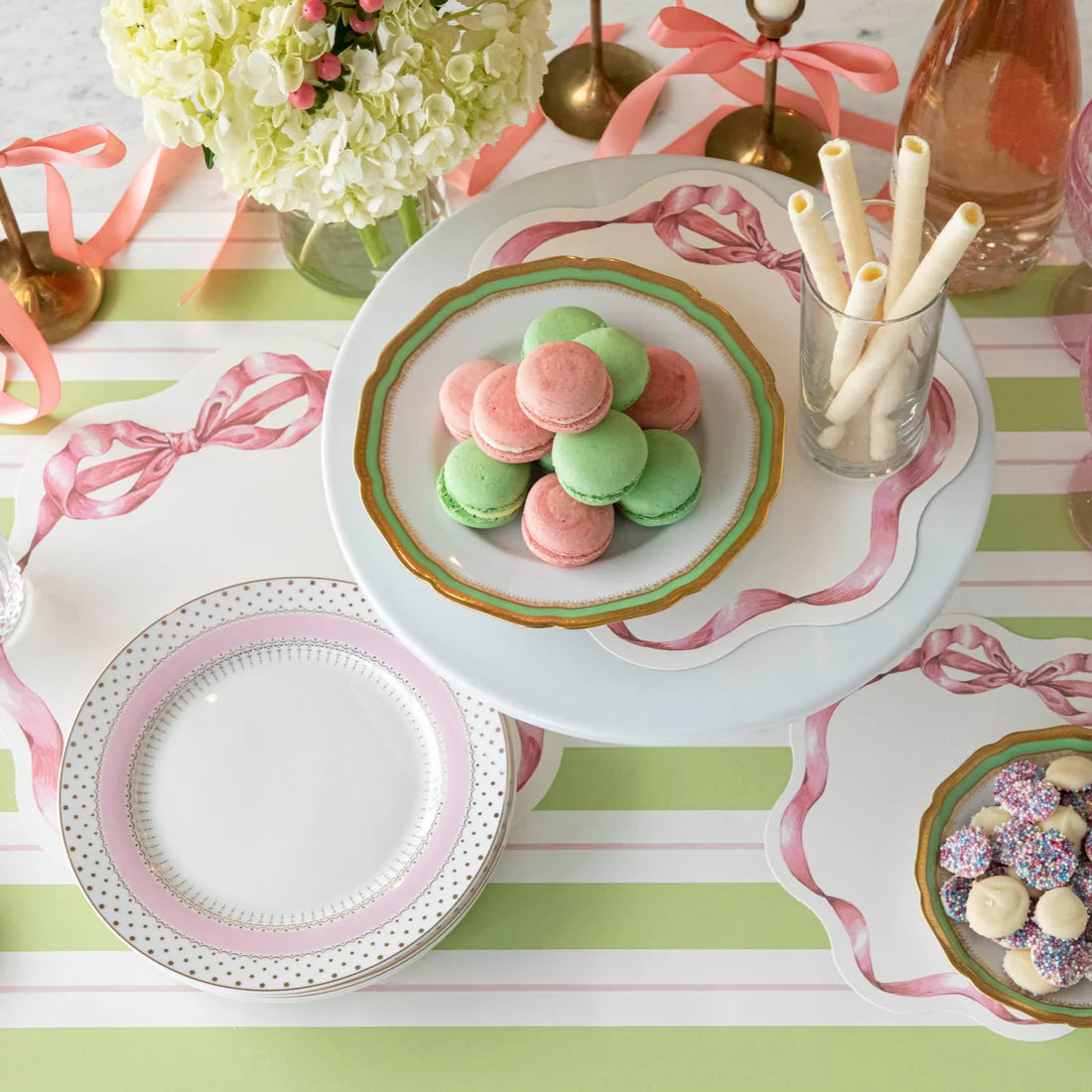 Pink Bow Serving Papers