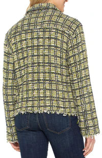 Cargo Shacket with Fray Green Multi Plaid