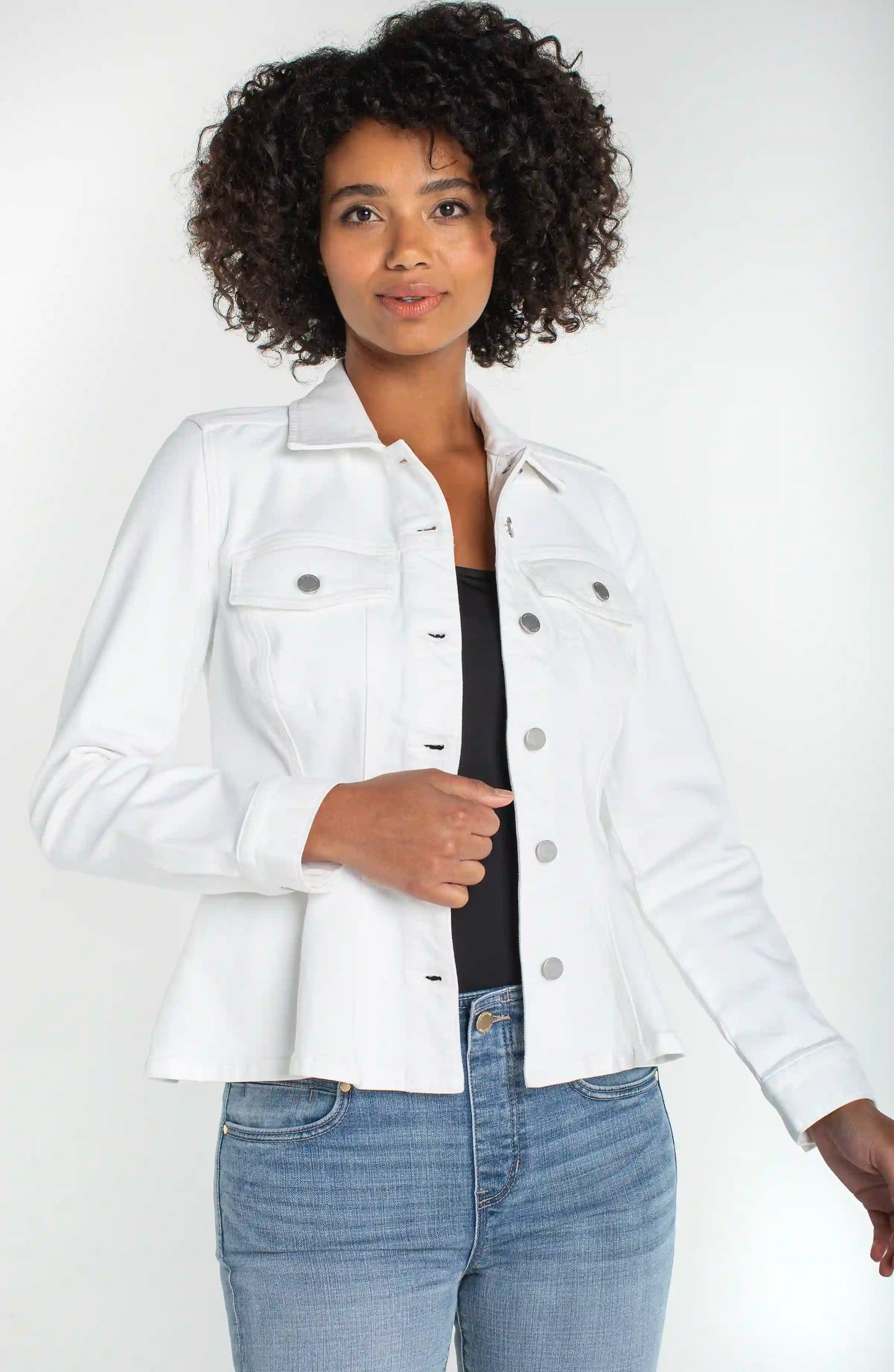 Fit And Flare Trucker Jacket White