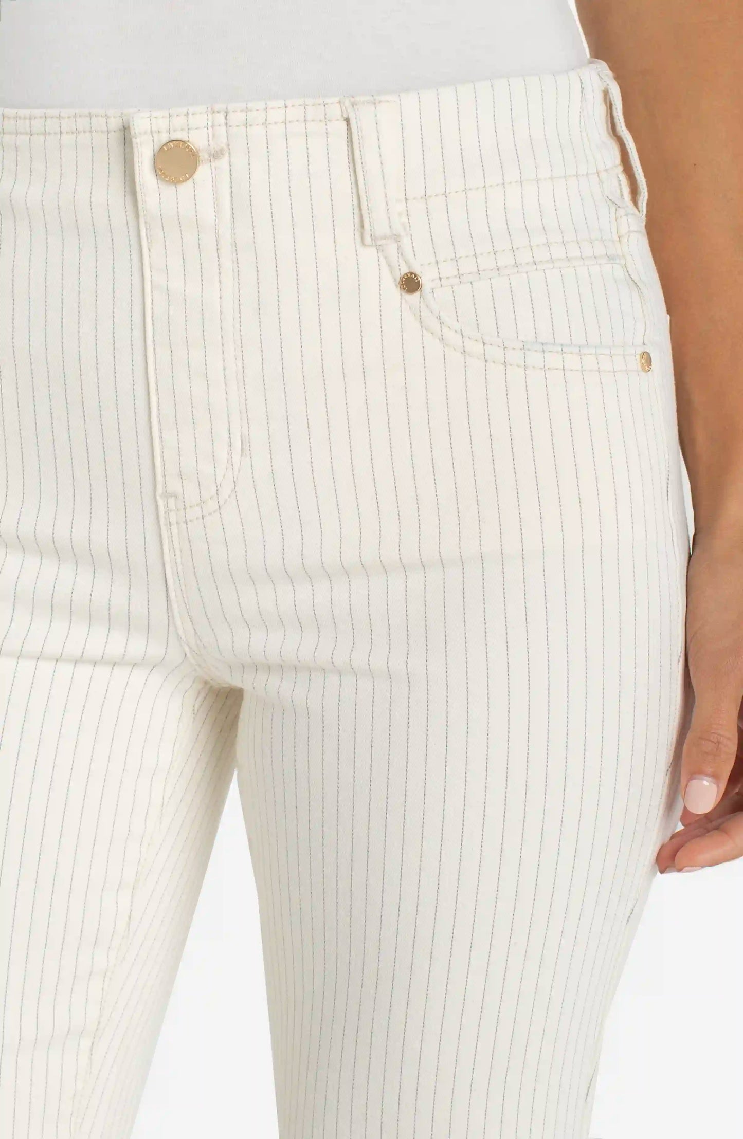 The Gia Glider® Crop Flare With Wide Hem- Nautical Stripe