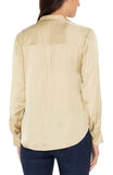 Long Sleeve Button Front Woven Shirt Pale Gold