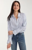 Adjustable Sleeve Button Front Woven Top