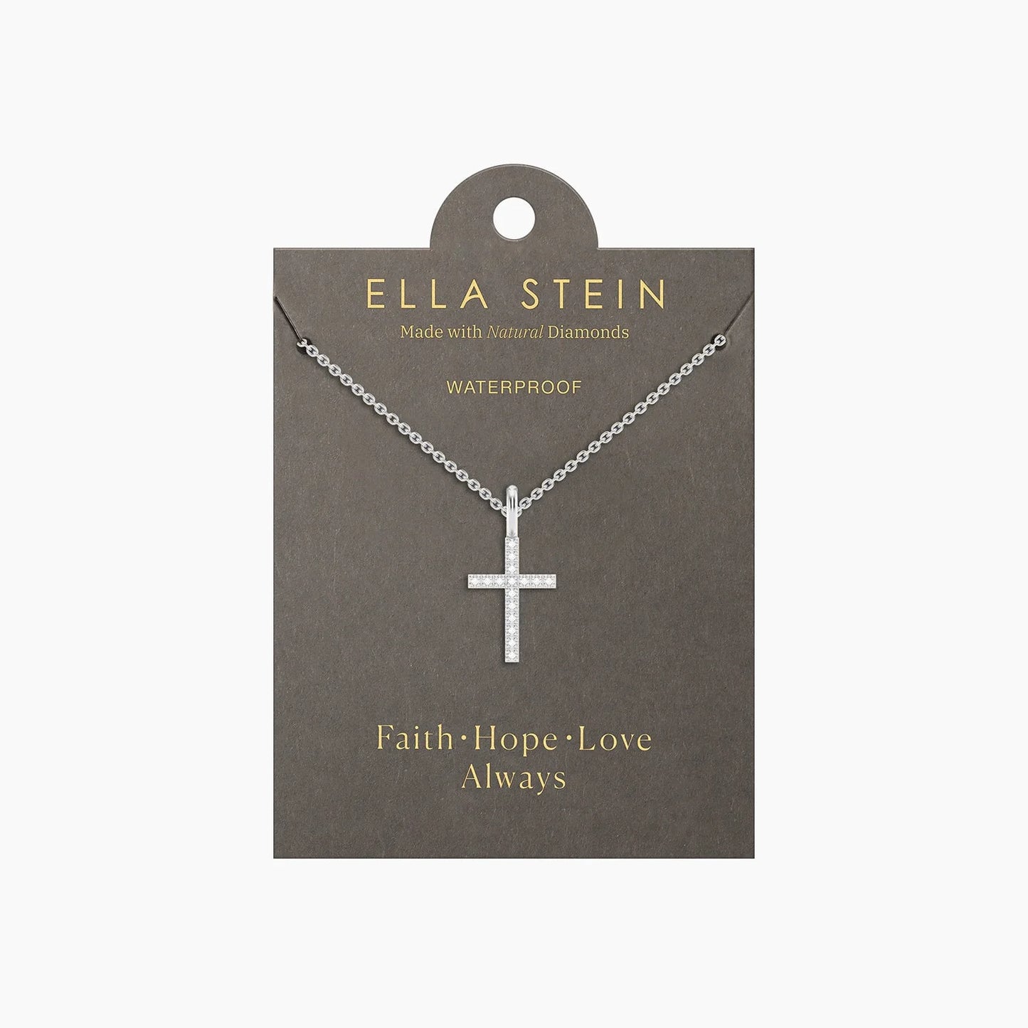 Waterproof Believe Cross Pendant Necklace Silver
