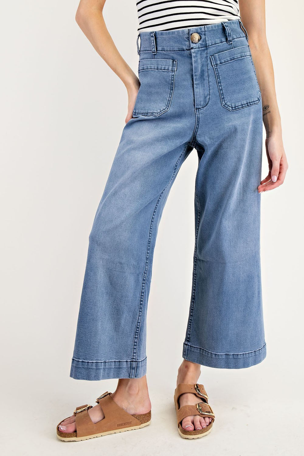 Straight Leg Denim Pants-Light Denim