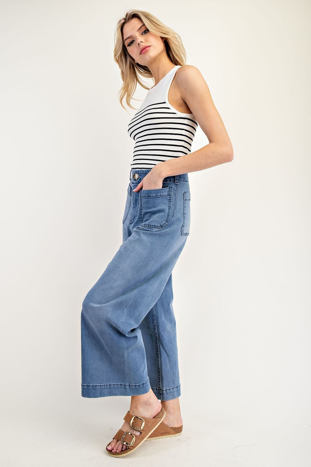 Straight Leg Denim Pants-Light Denim