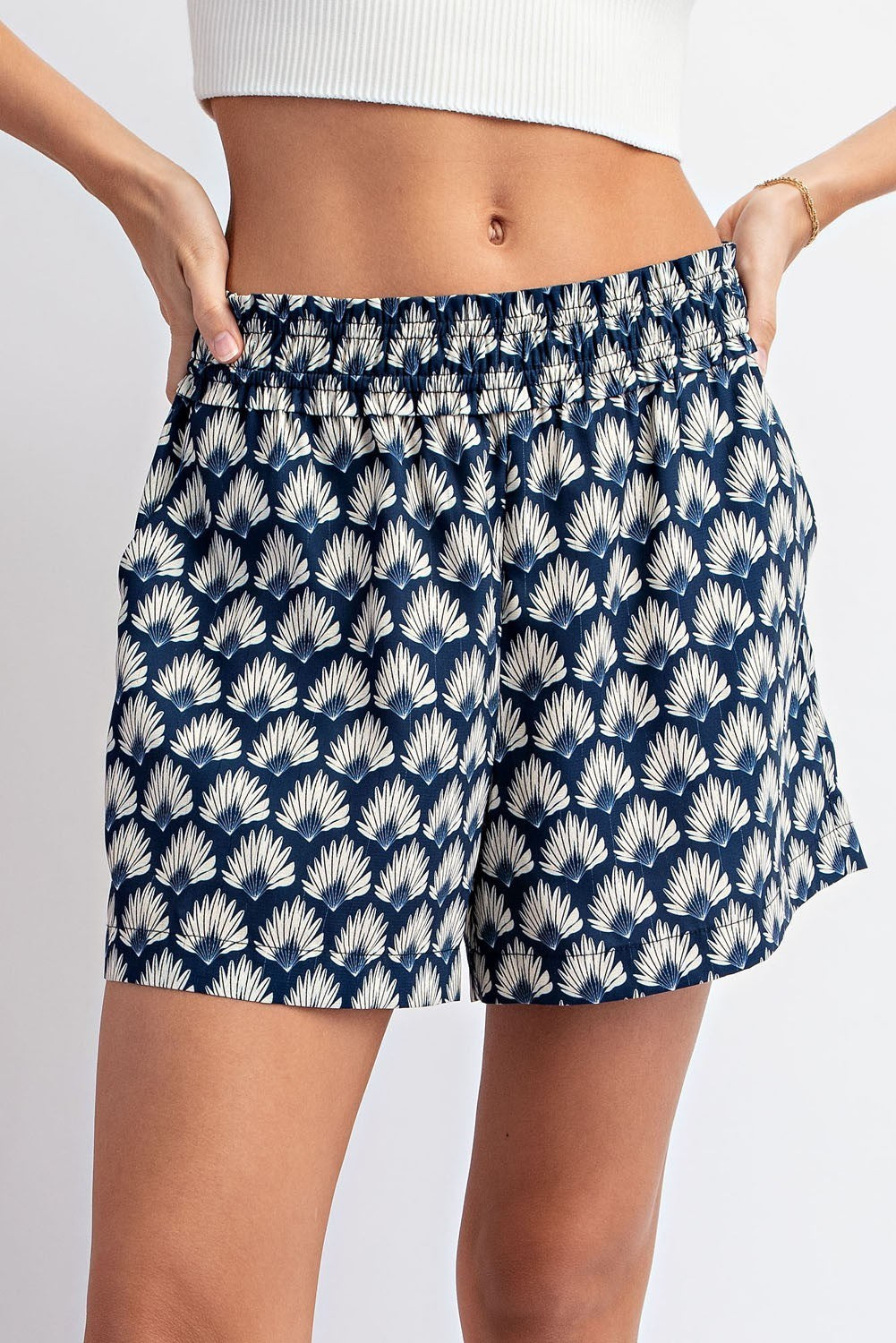 Printed Shorts With Pockets Navy