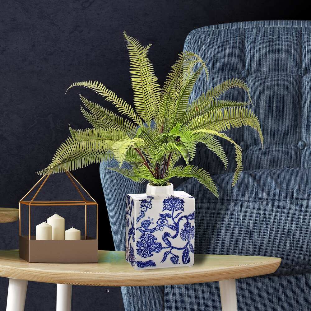 Natural Touch Forest Fern In Rectangle Vase 20"