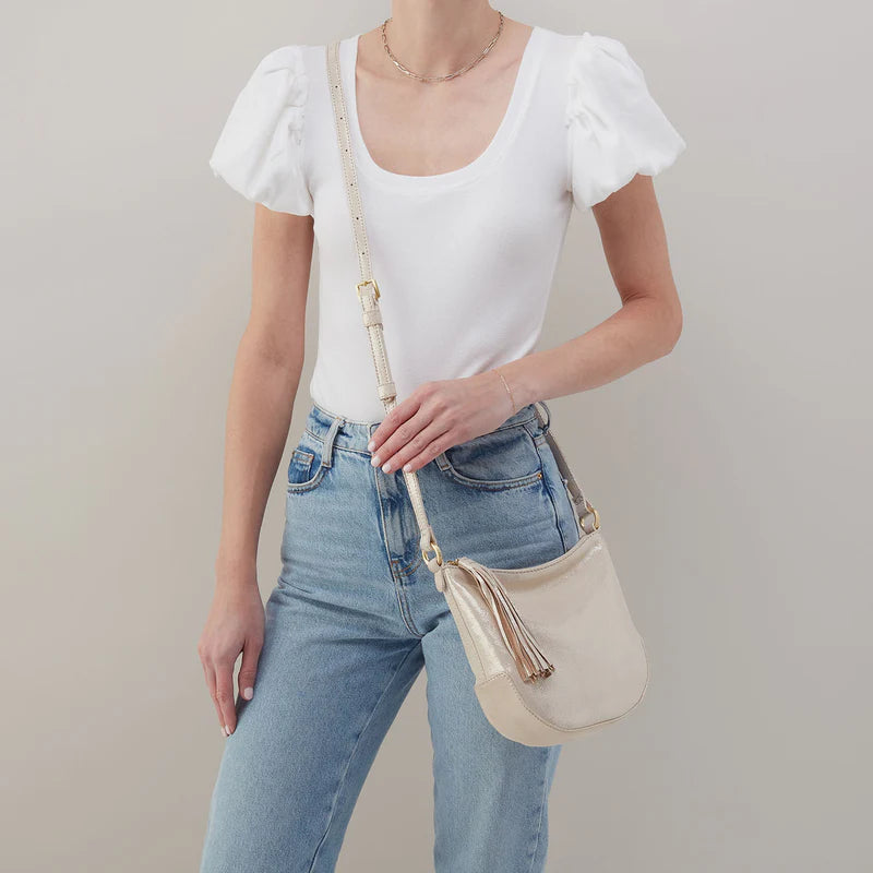 Lexi Crossbody Metallic Leather | Sand Shimmer