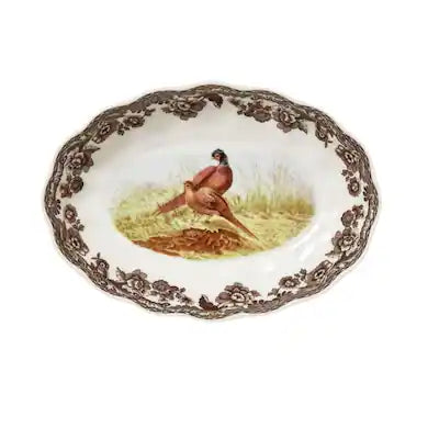 Spode Woodland Oval Fluted Dish (Pheasant)