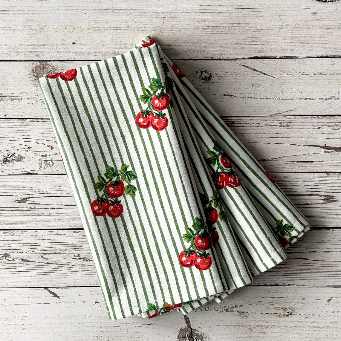 Striped Tomato Napkins Set 4