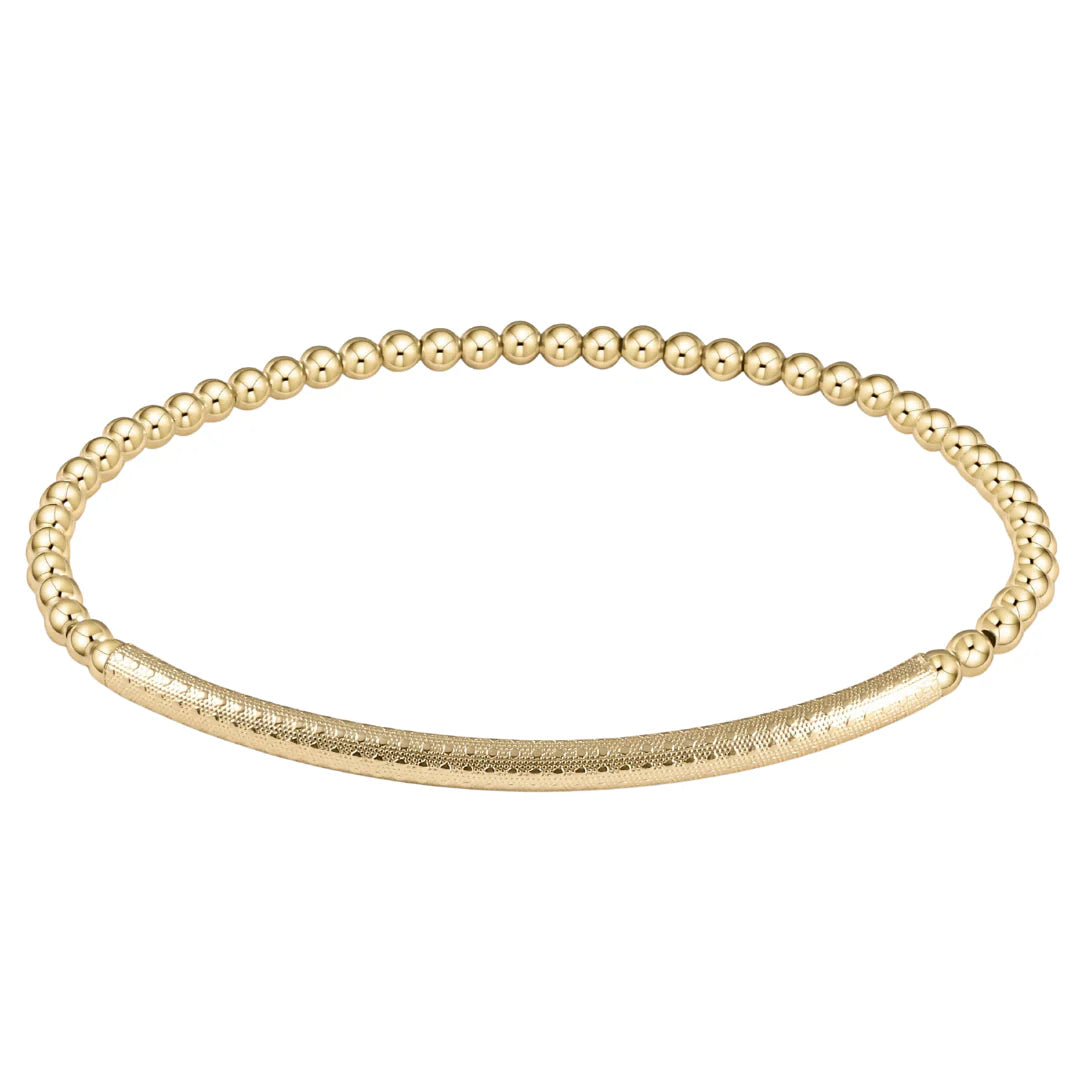 Classic Gold 3mm Bead Bracelet Bliss Bar Textured