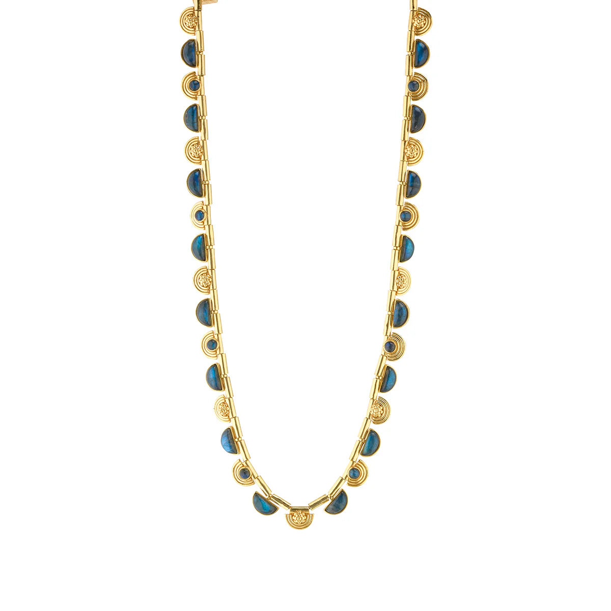 Cleopatra Riviere Necklace, 17"+2" - Blue Labradorite