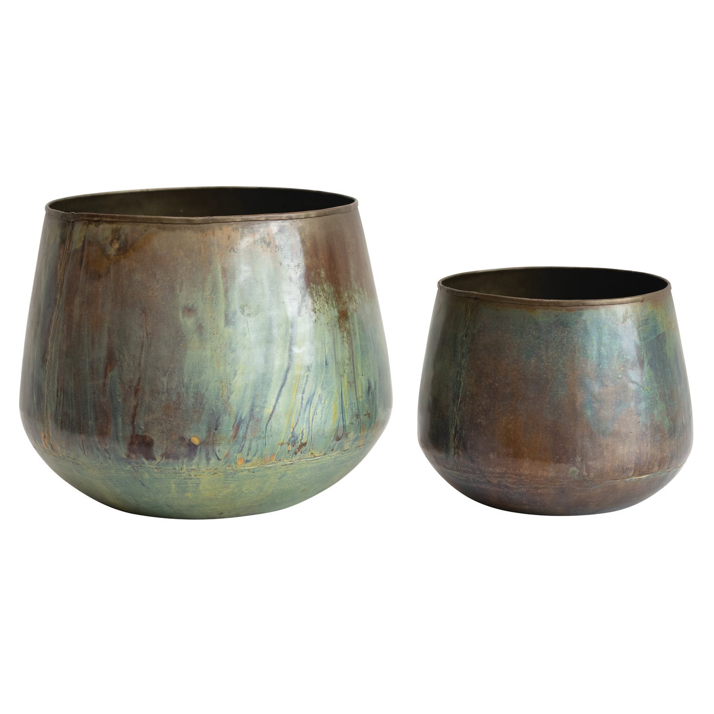 Oxidized Metal Planter, Set of 2