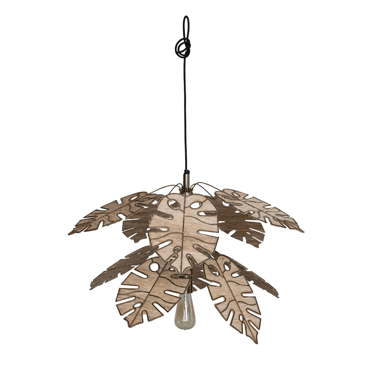 Metal & Banana Fiber Leaf Pendant Lamp