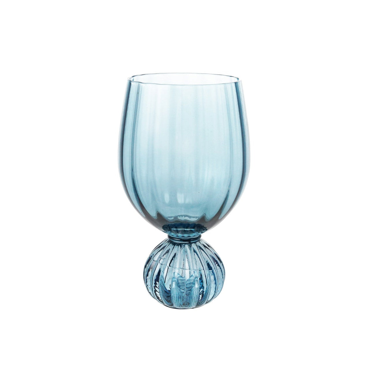 14 oz. Pleated Footed Wine Glass, Blue