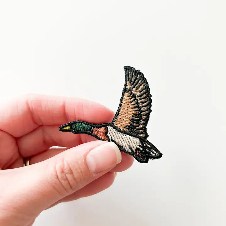Flying Mallard Duck Embroidered Iron-On Patch