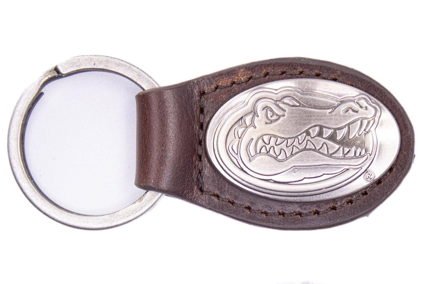 Florida Gators Oval Leather Key Fob.: Brown