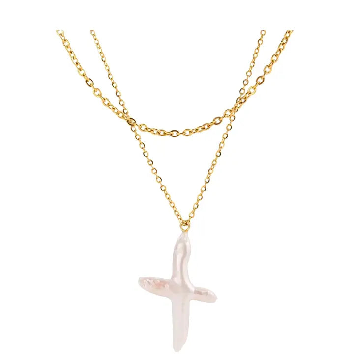 Freshwater Pearl Cross Necklace