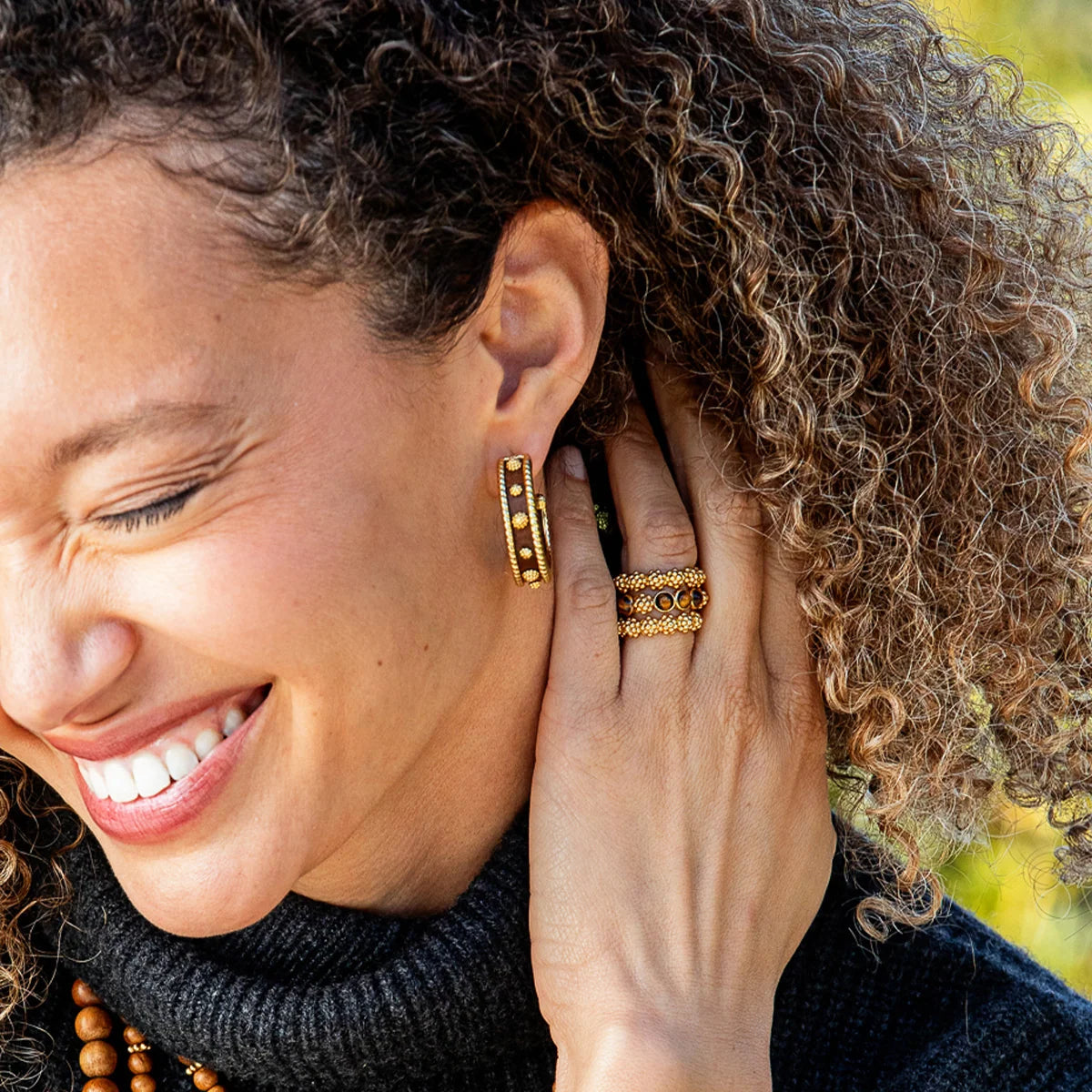 Berry Medium Hoop Earrings - Teak