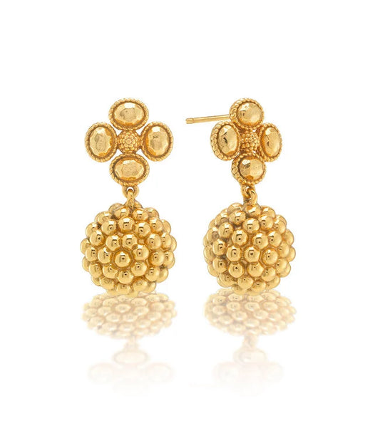 Berry Clover Drop Earrings -Gold