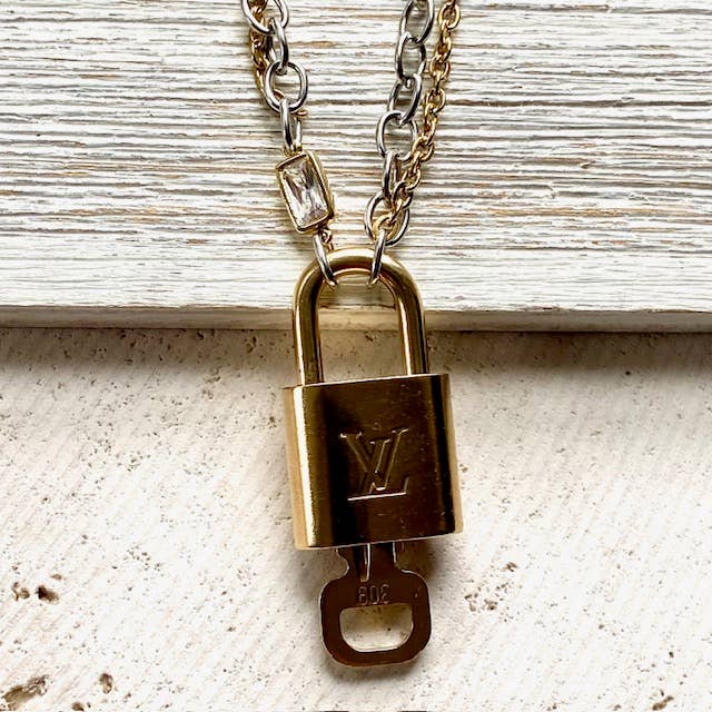 Louis Vuitton lock necklace repurposed upcycled LV