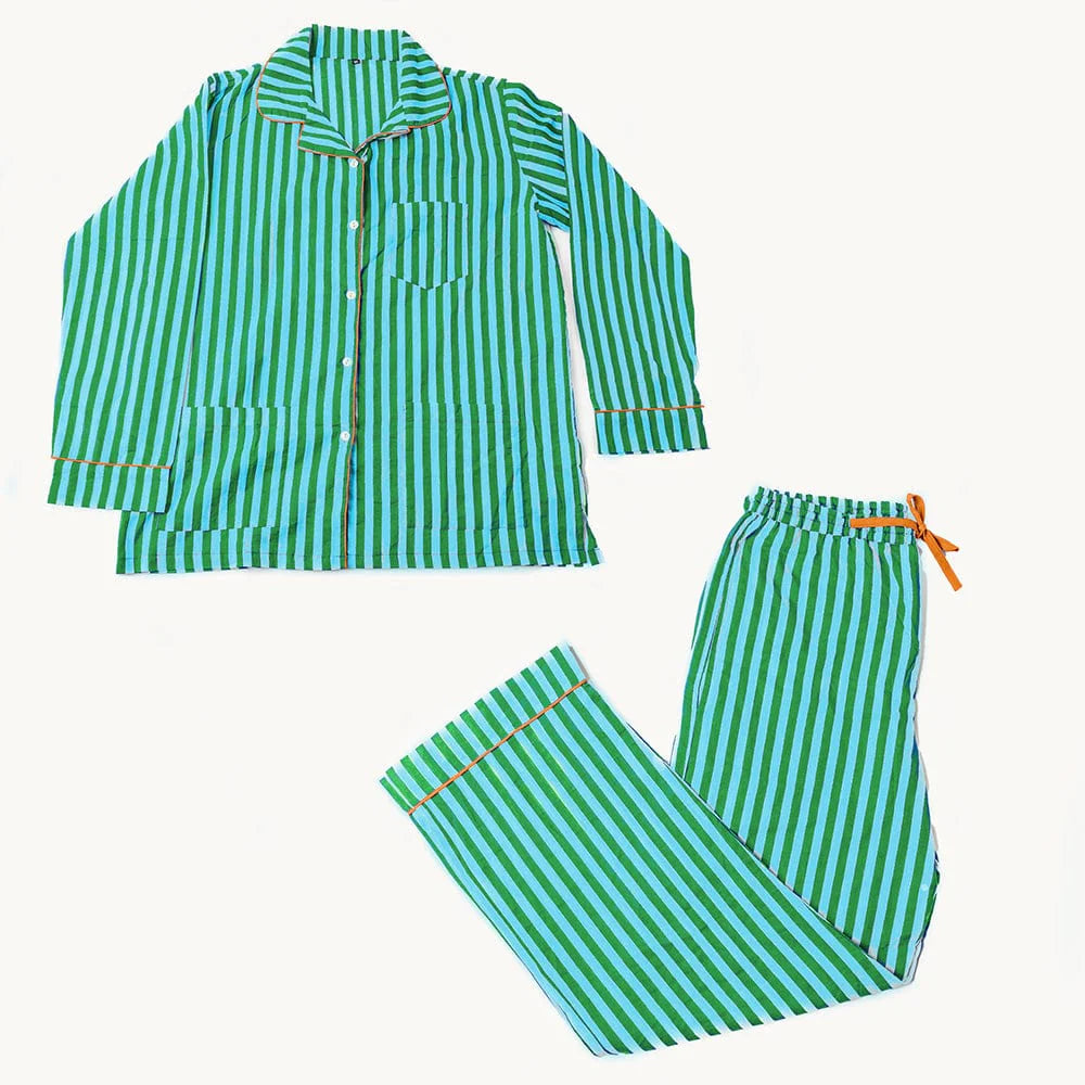 Bonnie Pajama Set (Green/Blue)