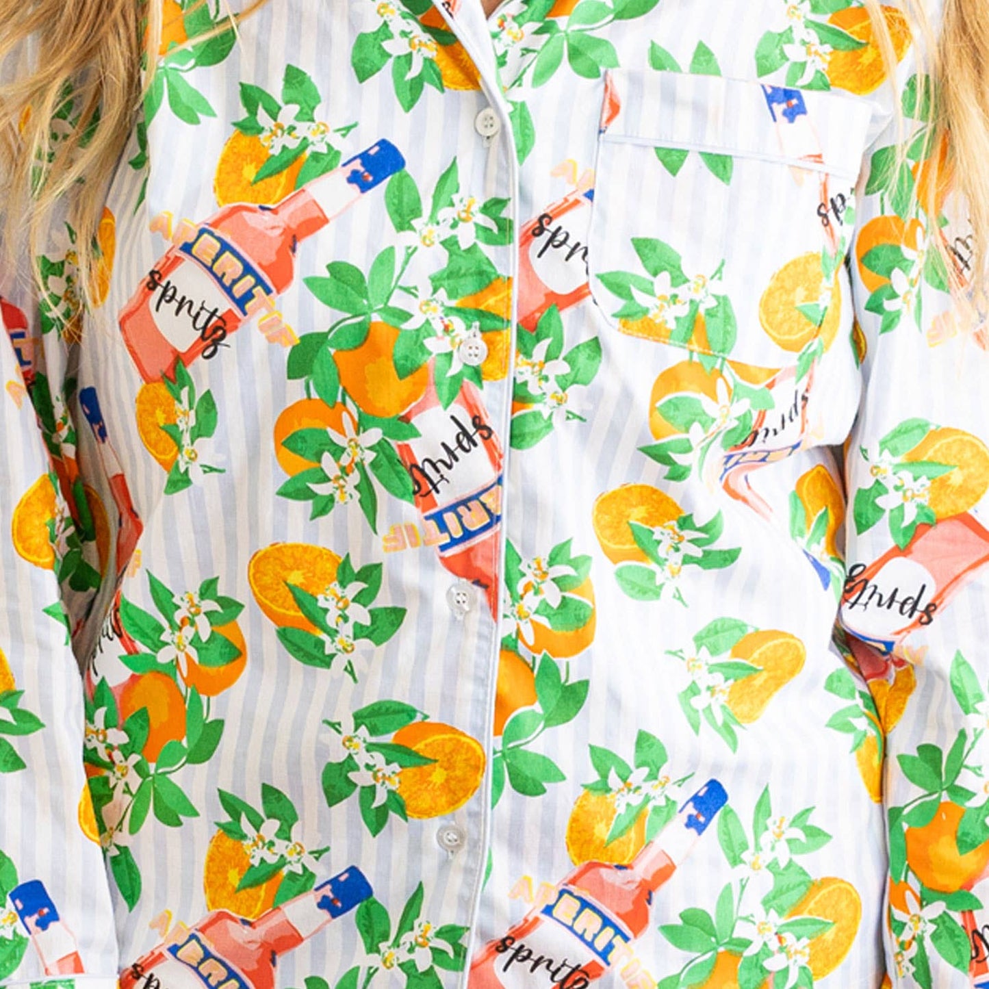 Apéritif Stripe PJ Set with Shorts & Long Sleeve Top
