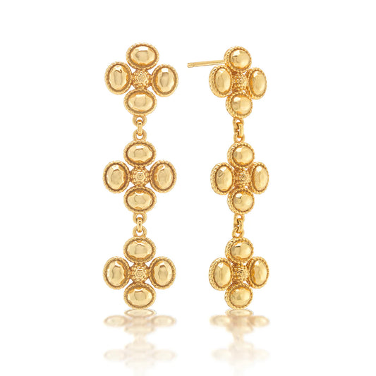 Berry Clover Linear Earrings - Gold