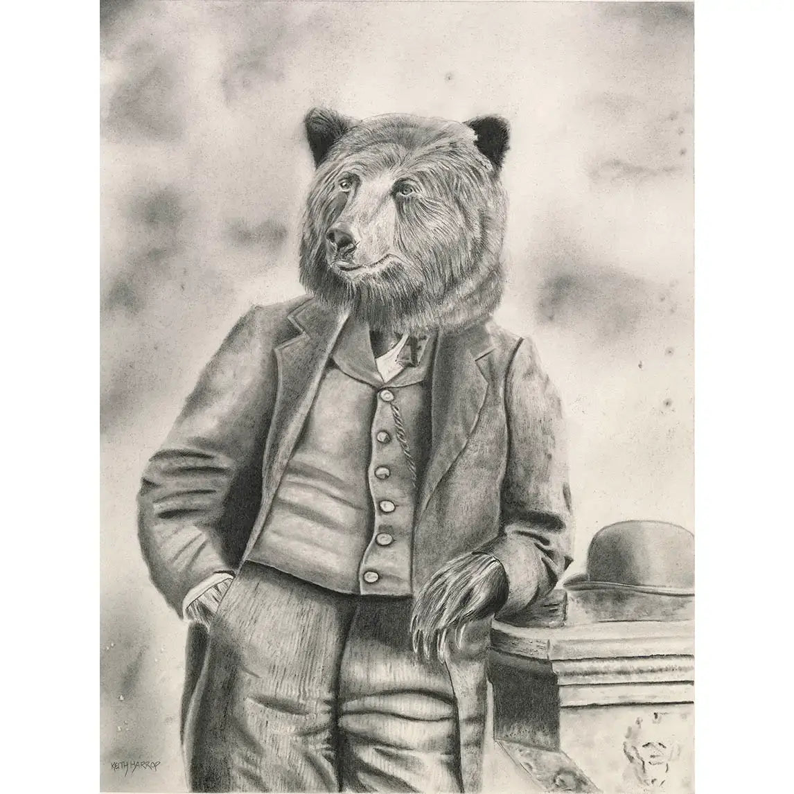 Print (signed) Bear Pencil Drawing