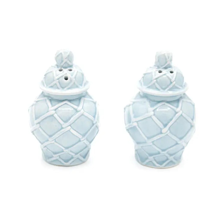 Blue Textured Jar Salt & Pepper Shaker Boxed Set